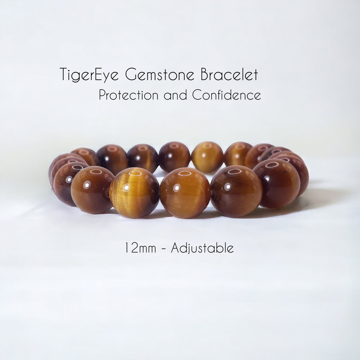 12mm Natural TigerEye Strech Bracelet