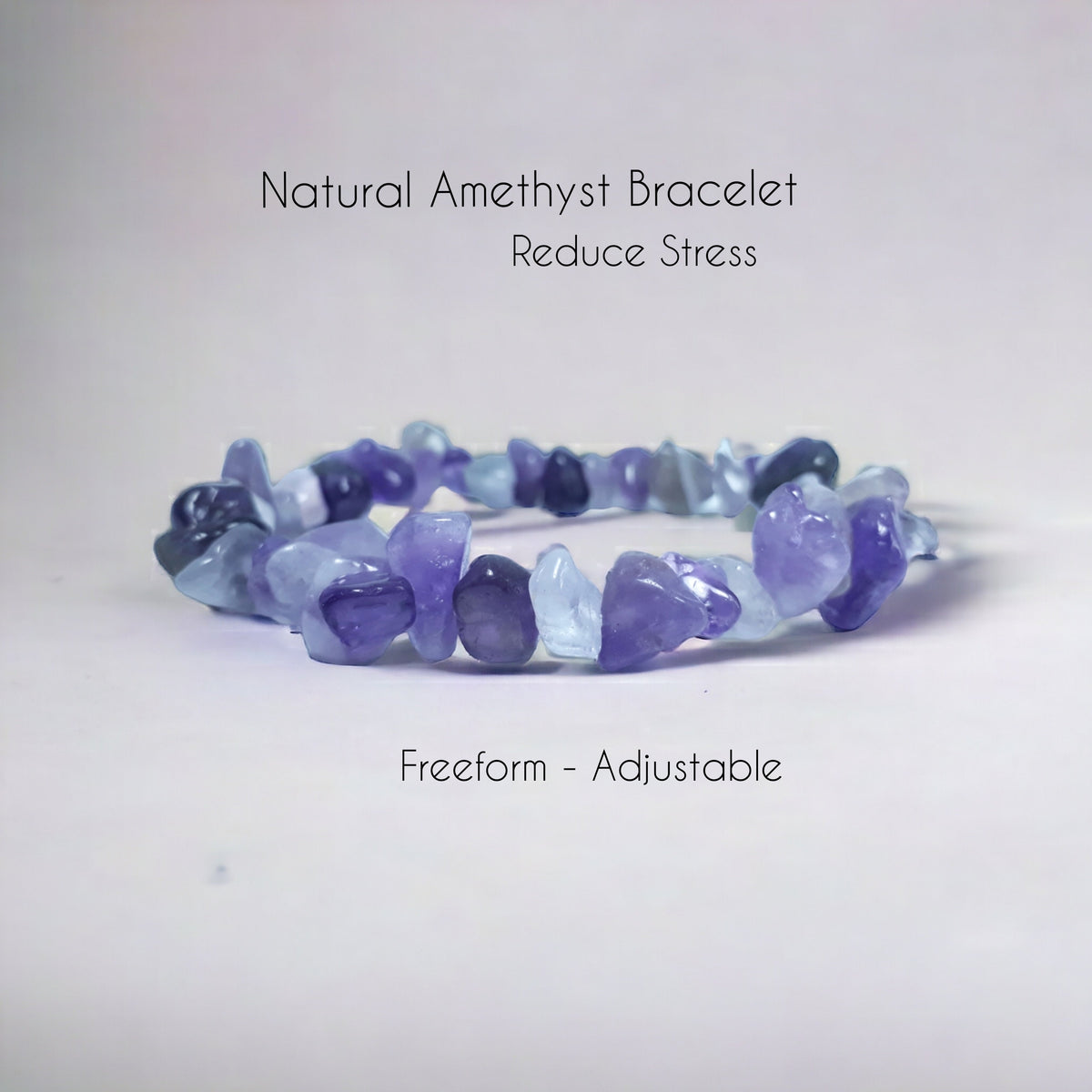 Freeform Natual Amethyst Strech Bracelet