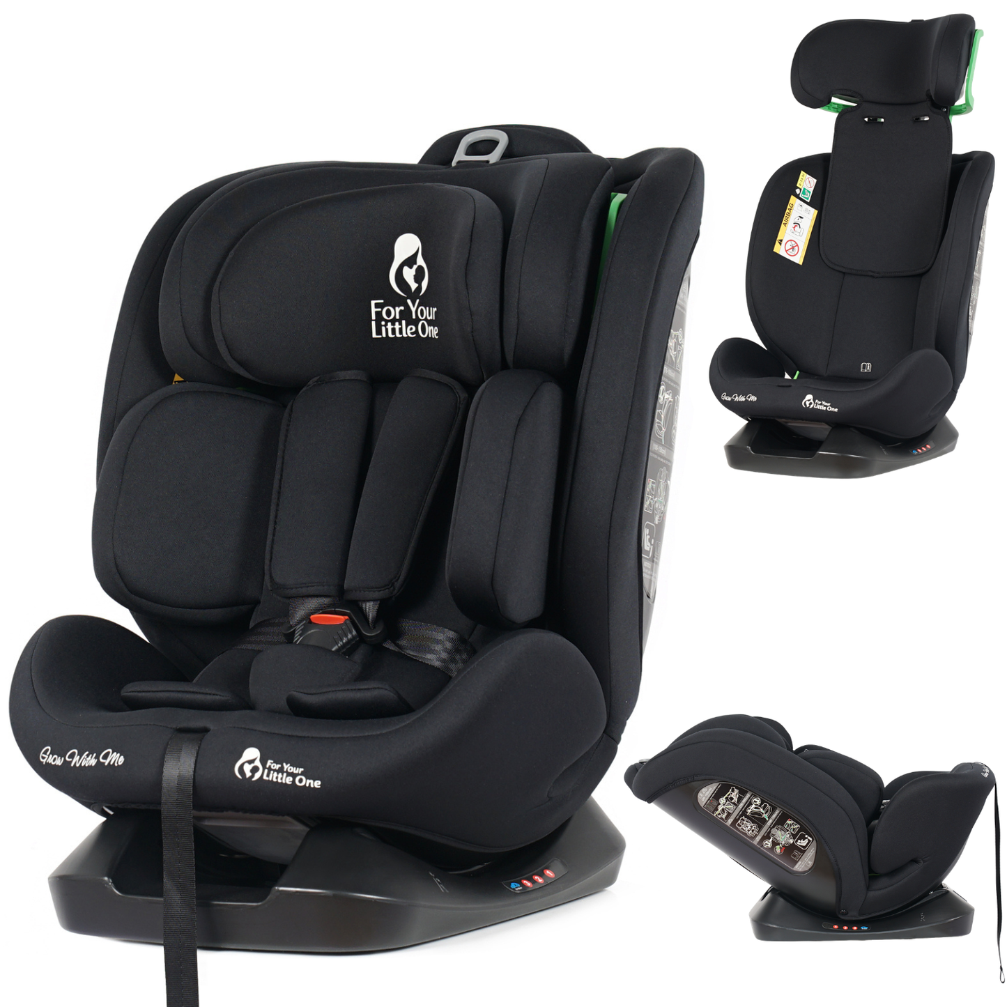 For Your Little One GrowWithMe 0/1/2/3 i-Size Car Seat - Midnight Black (Birth-12 Years)