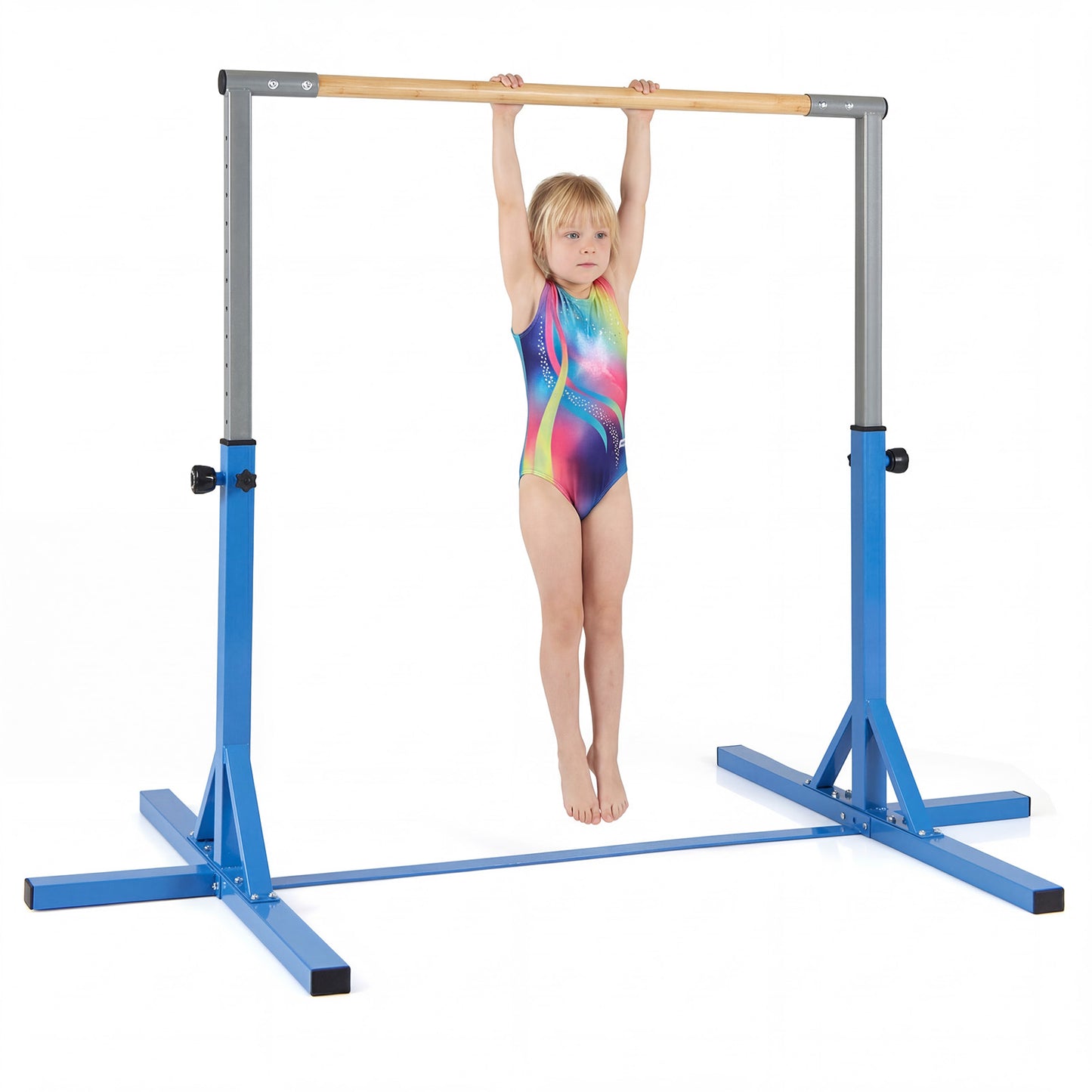 Gymnastics Bar Adjustable Horizontal Kip Bar with 85-145 CM 12-Level Height-Black