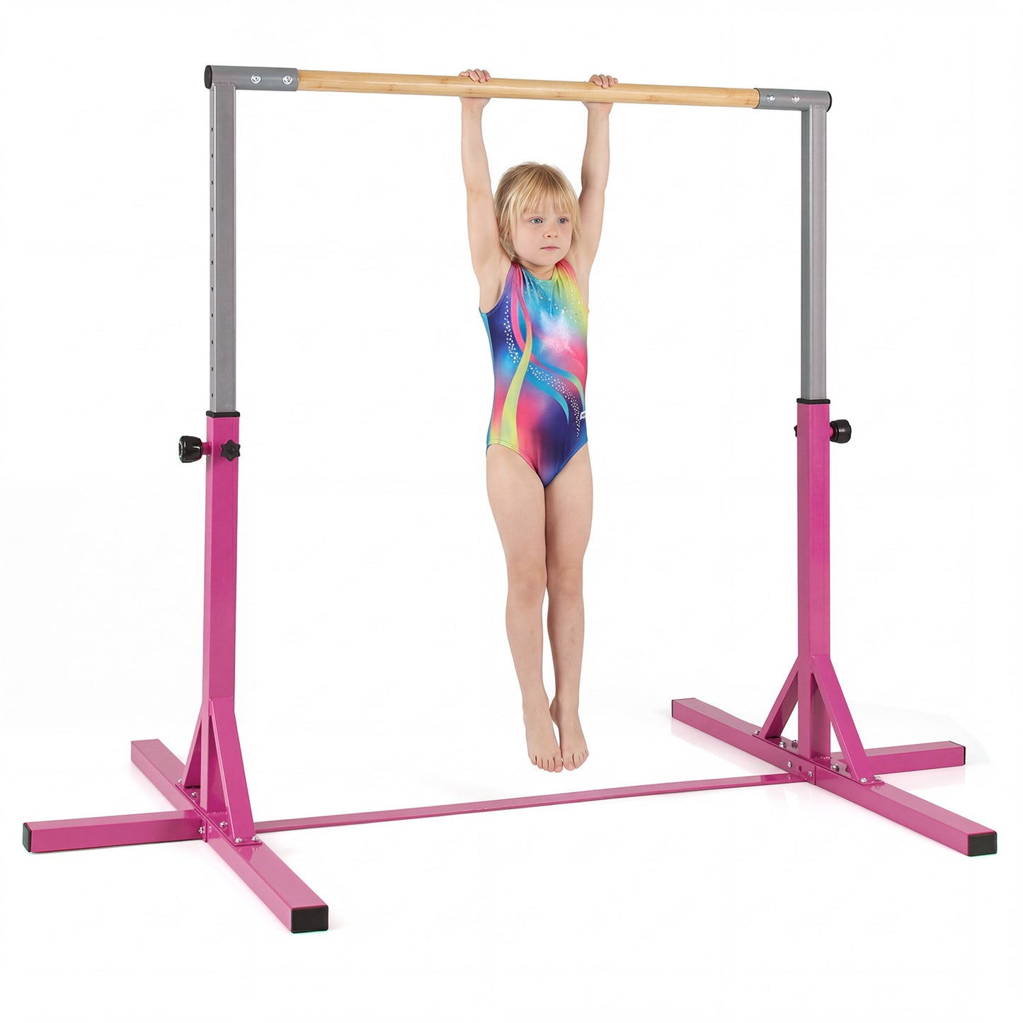 Gymnastics Bar Adjustable Horizontal Kip Bar with 85-145 CM 12-Level Height-Black