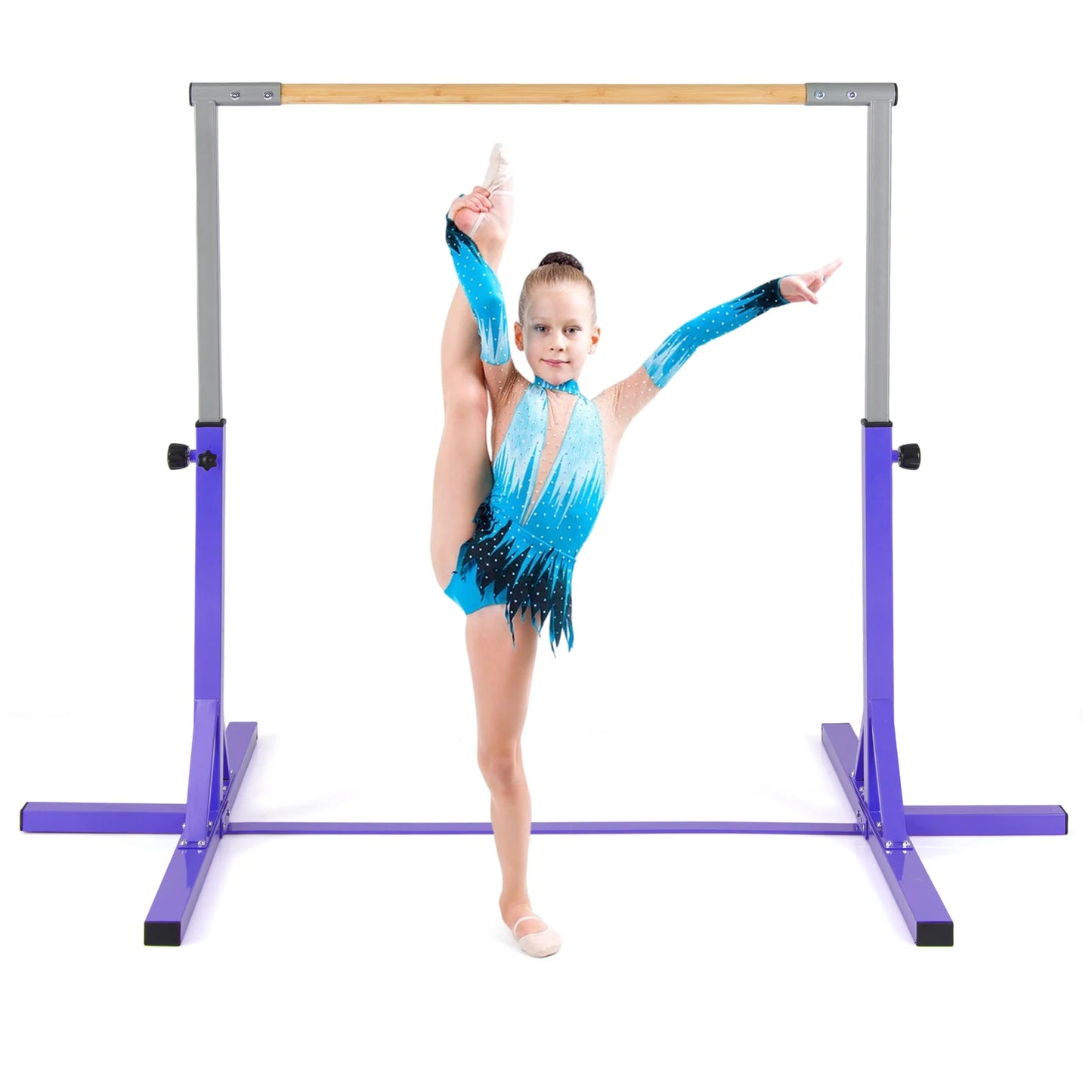 Gymnastics Bar Adjustable Horizontal Kip Bar with 85-145 CM 12-Level Height-Black
