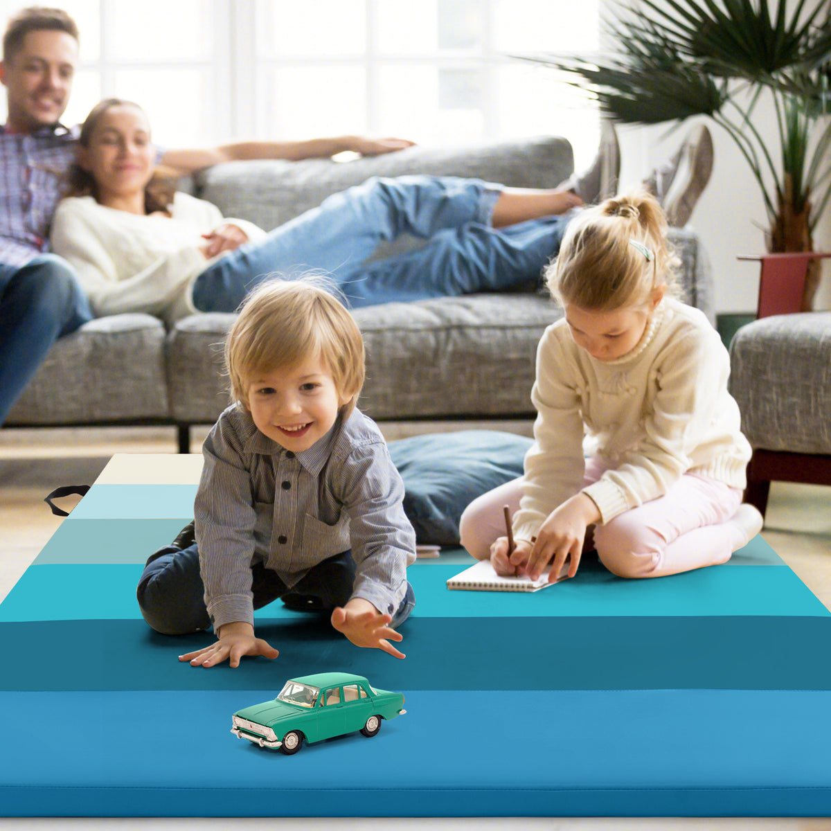 Gymnastics Mat Tri-Fold Thick Tumbling Mat with Hook and Loop Fasteners-Colourful