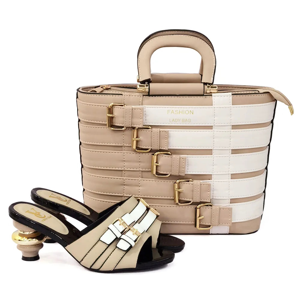 Latest Design Nigerian Women Shoes and Bag Set Plus Size Women Shoes 43 Ladies Dress Shoes and Bag for Party Wedding