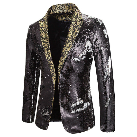 Shiny Red Sequin Shawl Collar Tuxedo Suit Blazer Men Wedding Groom Singer Prom Glitter Suit Jacket DJ