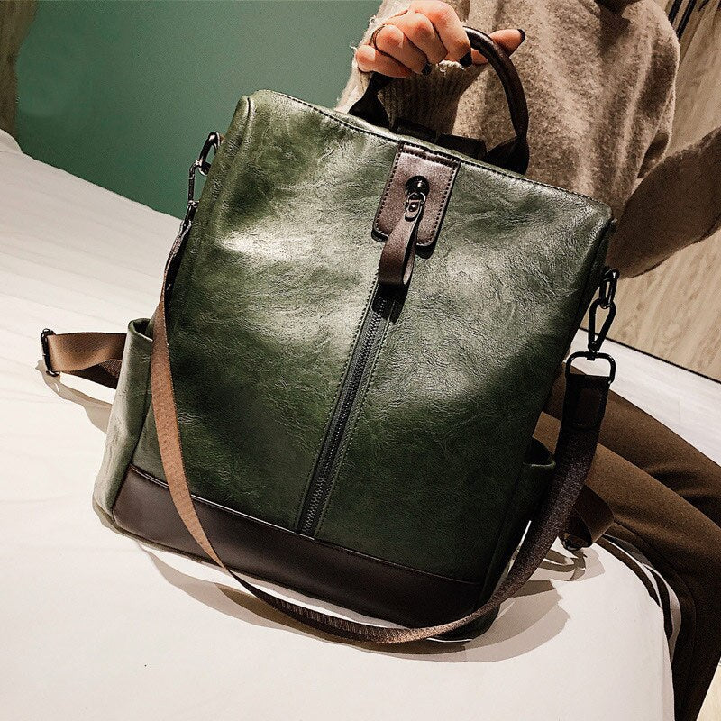 Fashion Women Leather Backpack Multifunction BackpackBookbag Anti Theft Travel Bag