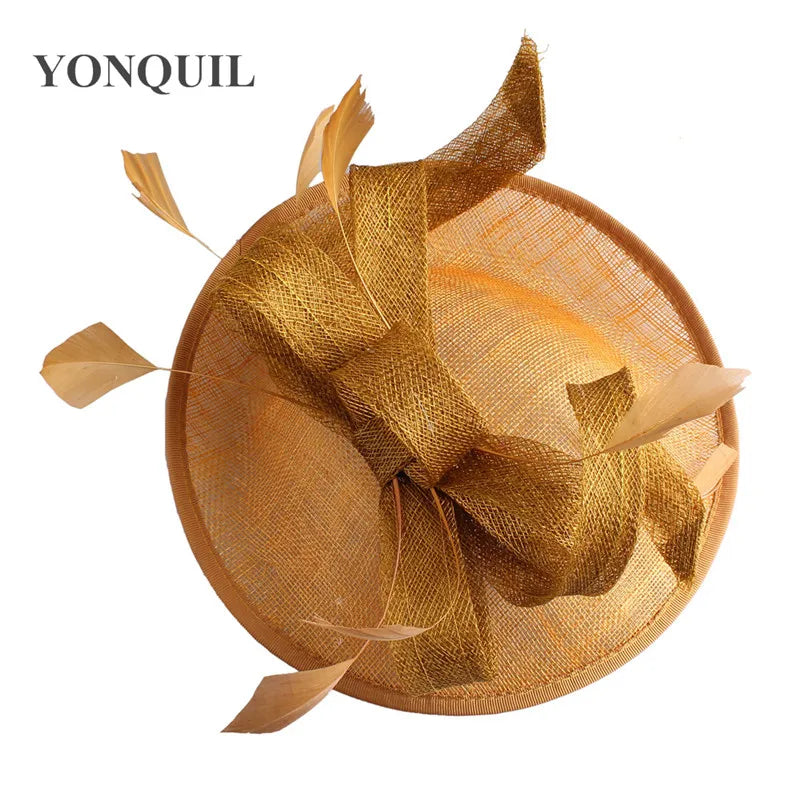 Formal Women Wedding Chuch Hat Bride Mariage Chapeau Ladies Party Occasion Derby Fascinator Sinamay Hat With Headband Accessory