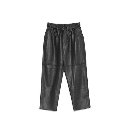 Women’s PU Leather Harem Pants – High Waist Elastic Loose Fit Trousers