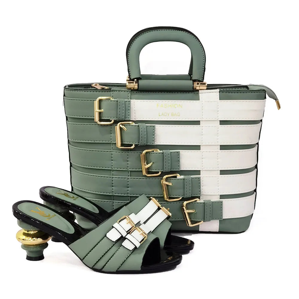 Latest Design Nigerian Women Shoes and Bag Set Plus Size Women Shoes 43 Ladies Dress Shoes and Bag for Party Wedding