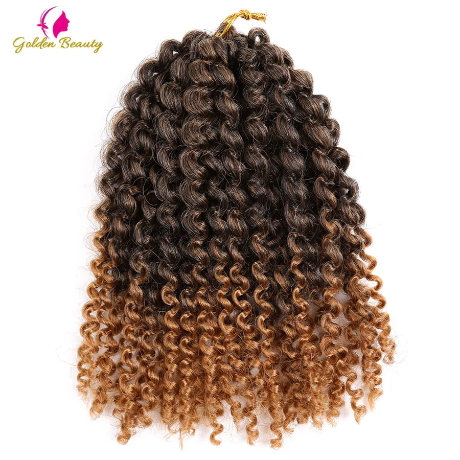 8" 12" Afro Kinky Twist Crochet Braids Synthetic Bohemian Curly Braiding Hair Extension Ombre Marley Crochet Hair Golden Beauty