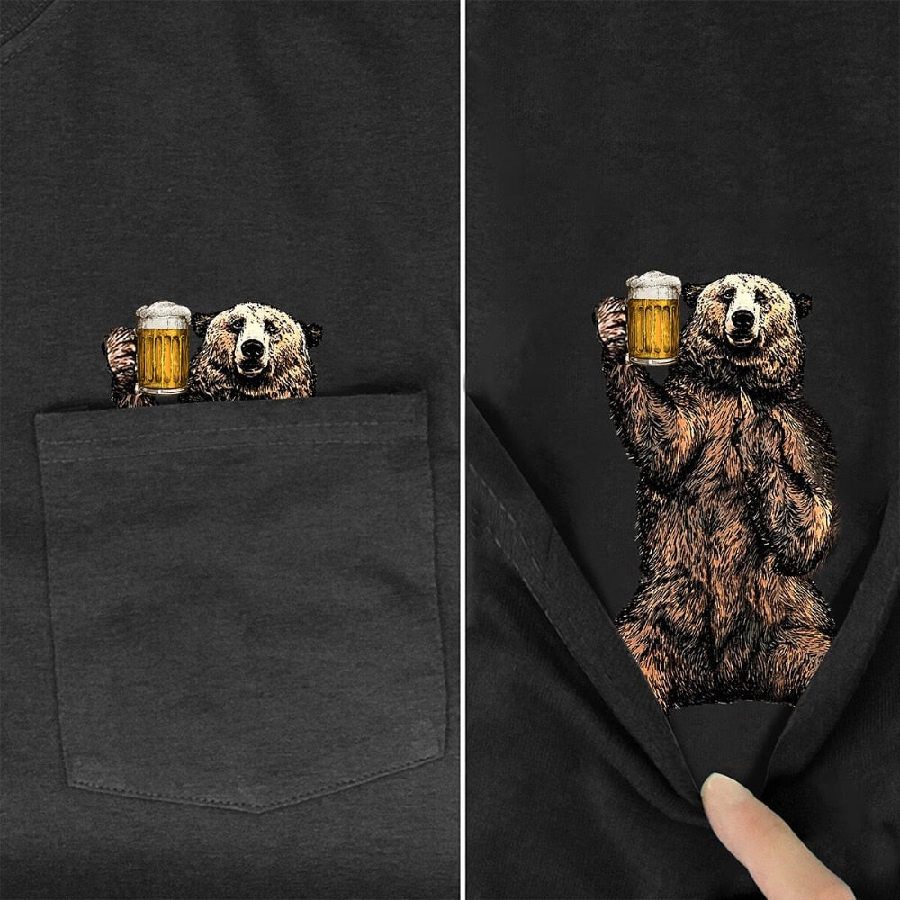 Funny T-Shirt Fashion summer pocket dog printed t-shirt Men Women