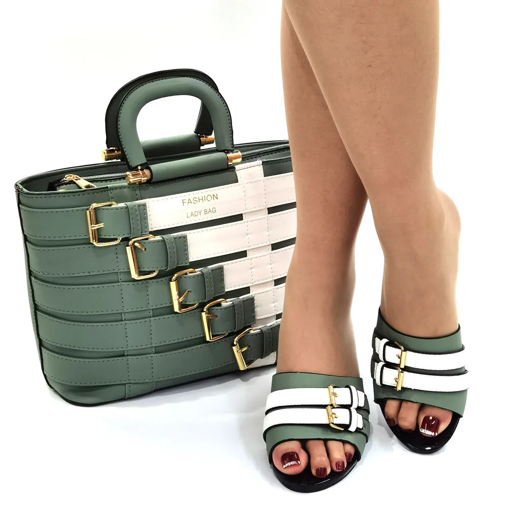 Latest Design Nigerian Women Shoes and Bag Set Plus Size Women Shoes 43 Ladies Dress Shoes and Bag for Party Wedding