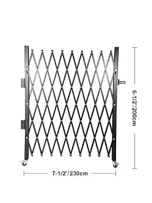 VEVOR Single Folding Security Gate 1.5-2m x 1.22-3.66m Folding Door Gate Steel Accordion Flexible Expanding Security Gate Black