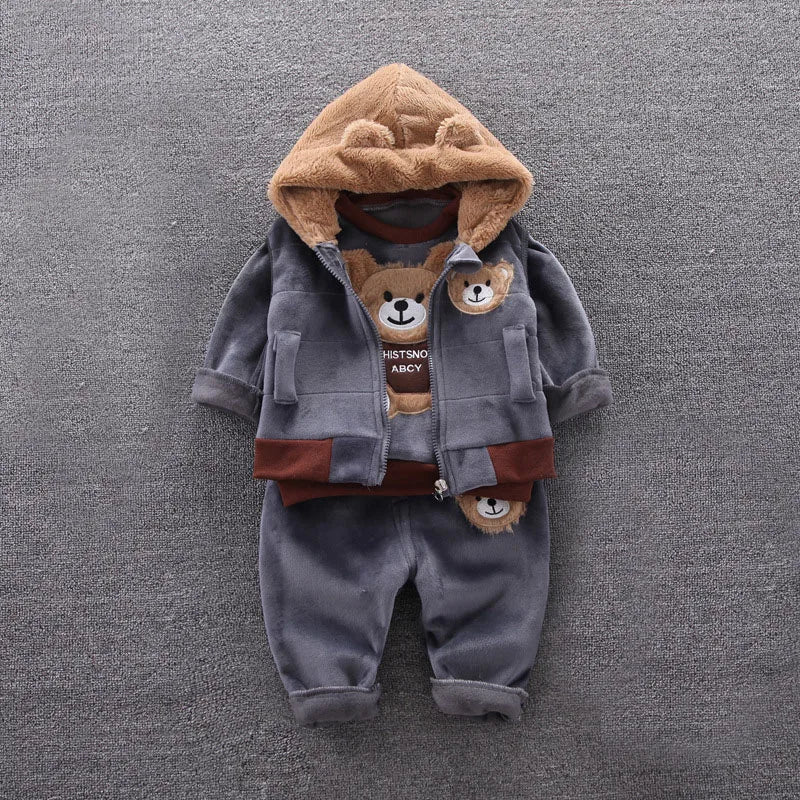 3pc/Set Animal Bear Baby Set For Newborn Winter Infant Clothing Sets Super Keep Warm Baby Girl Clothes Kids Sport Suit Outfits