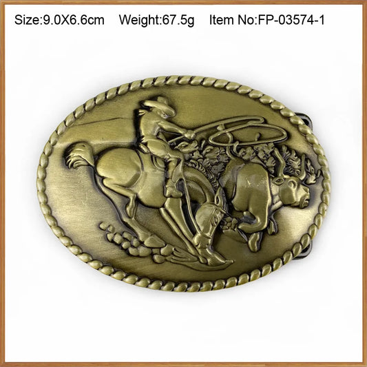 Cowboy Rider Zinc alloy Lucky Luke horse driver belt buckle pewter finish 4cm width loop