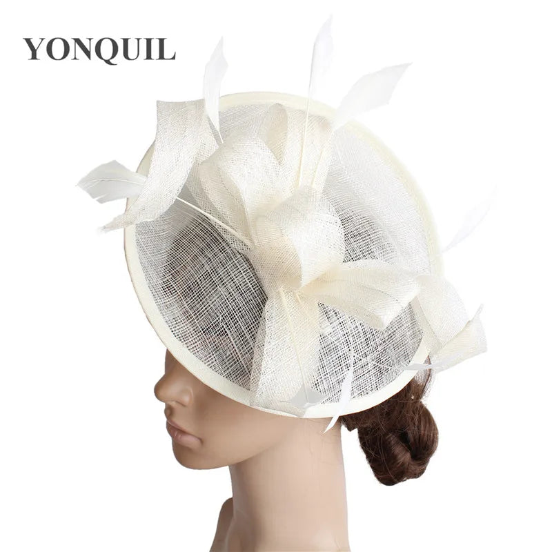 Formal Women Wedding Chuch Hat Bride Mariage Chapeau Ladies Party Occasion Derby Fascinator Sinamay Hat With Headband Accessory