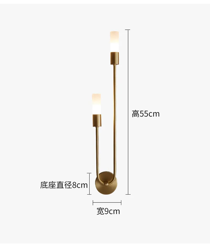 Modern Brass & Black LED Wall Lamp – Double Light Wall Sconce