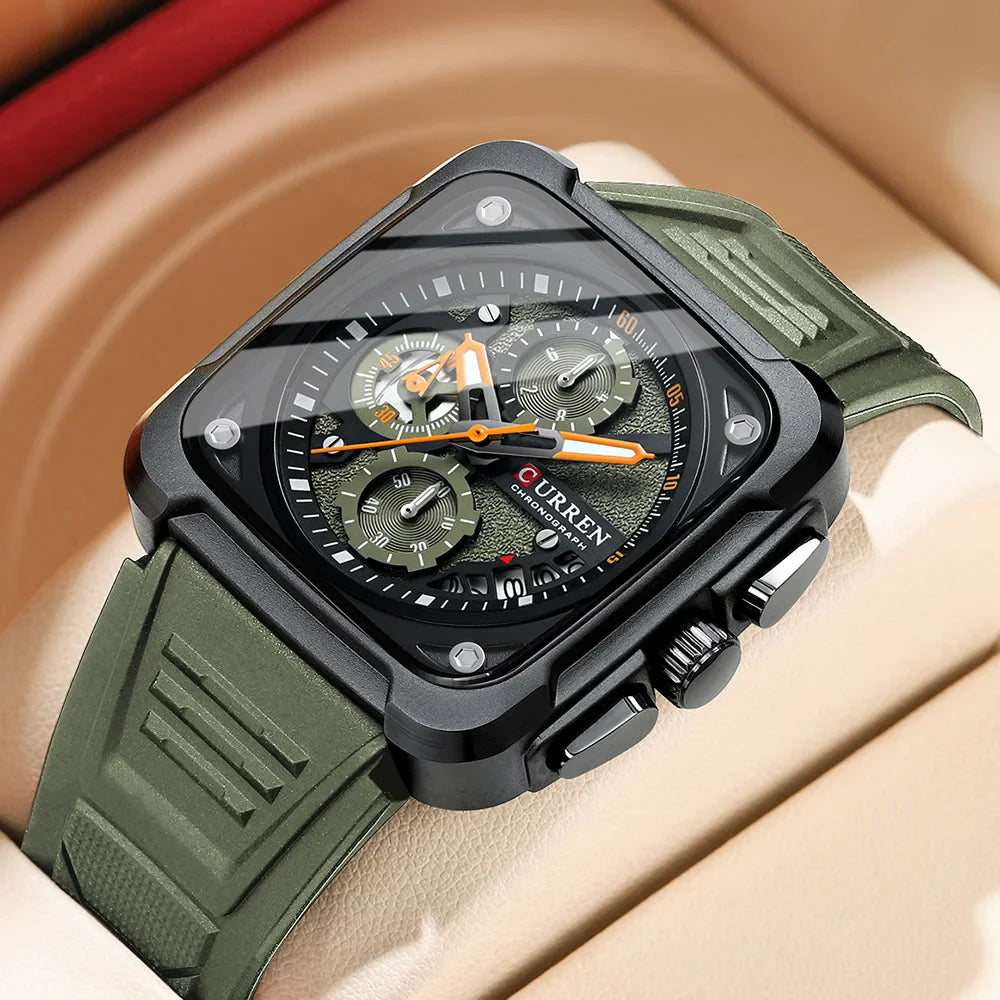 Mens Fashion Quartz Business Silicone Sport Chronograph Watch