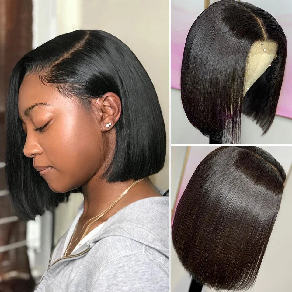 Brazilian 13*4 Lace Front Wig Short Human Hair Wigs Remy Hair 4*4 Lace Short Bob Straight Wig Wigs for Women Swiss Lace QT Hair