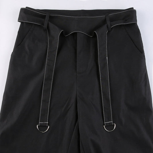 Cross Bandage Straight Pants Techwear Gothic  Trousers E Girl Hip Hop Pants Dark