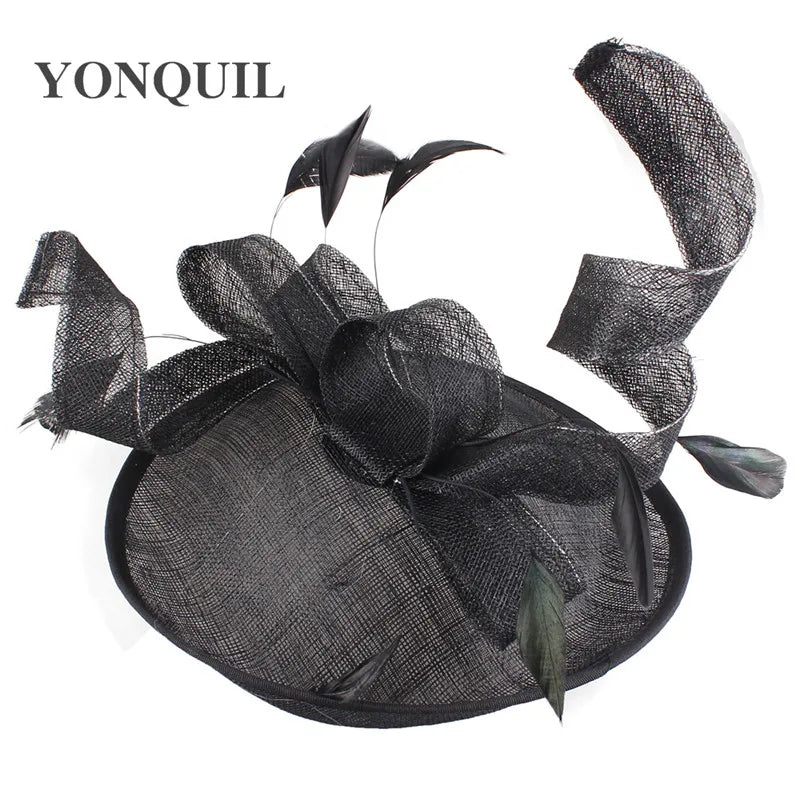 Formal Women Wedding Chuch Hat Bride Mariage Chapeau Ladies Party Occasion Derby Fascinator Sinamay Hat With Headband Accessory