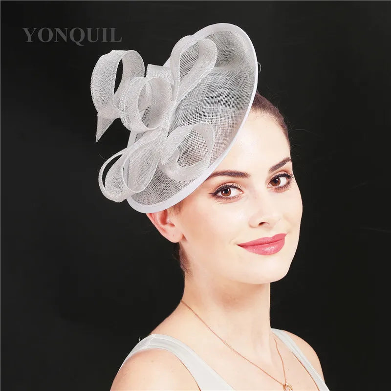 Formal Women Wedding Chuch Hat Bride Mariage Chapeau Ladies Party Occasion Derby Fascinator Sinamay Hat With Headband Accessory