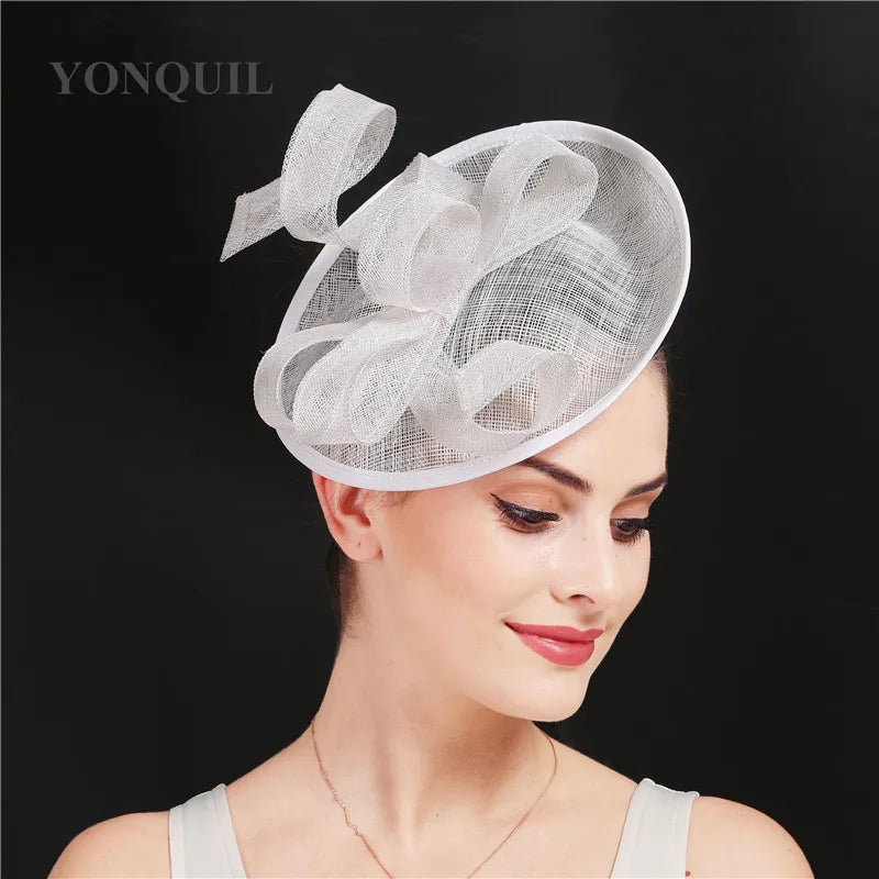 Formal Women Wedding Chuch Hat Bride Mariage Chapeau Ladies Party Occasion Derby Fascinator Sinamay Hat With Headband Accessory
