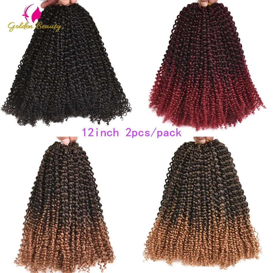 8" 12" Afro Kinky Twist Crochet Braids Synthetic Bohemian Curly Braiding Hair Extension Ombre Marley Crochet Hair Golden Beauty