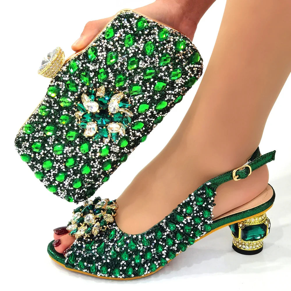 Women's Elegant Italian Shoes And Bag Sets For Evening Party