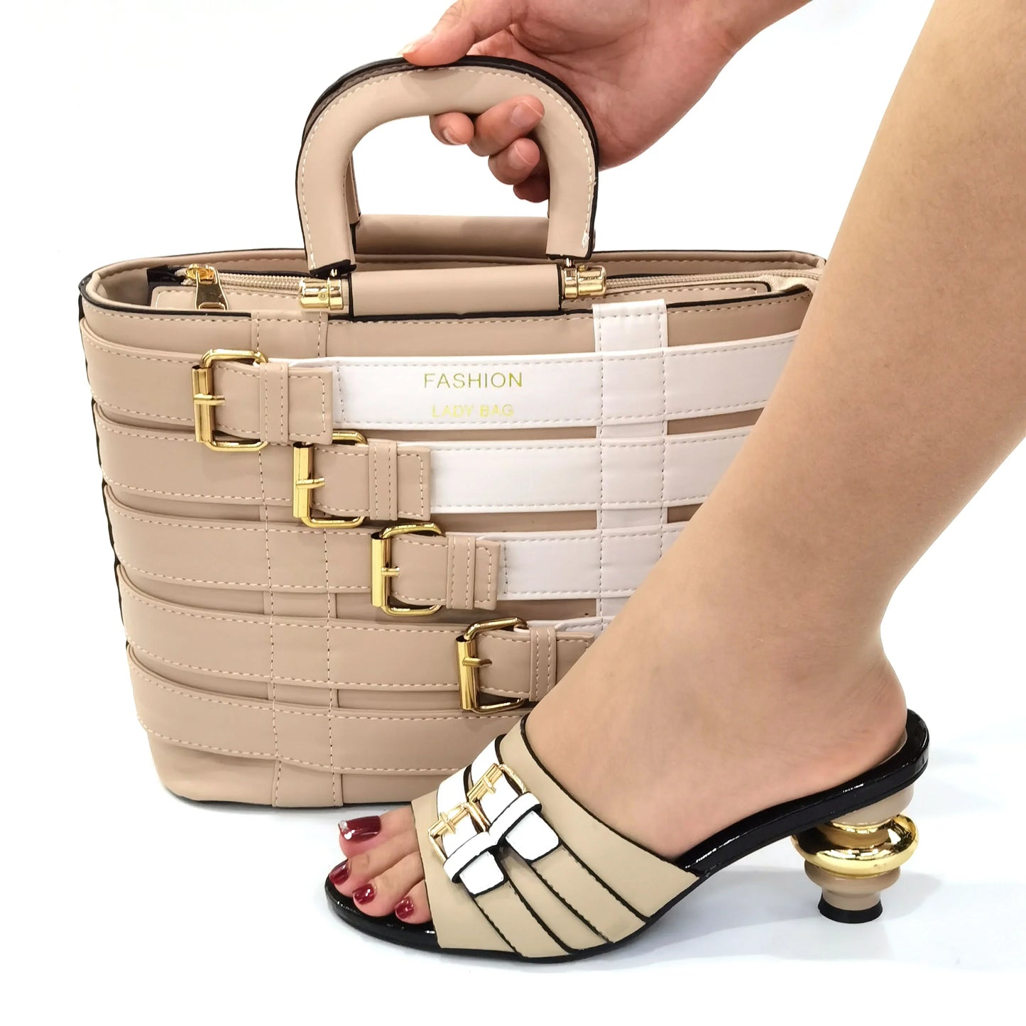 Latest Design Nigerian Women Shoes and Bag Set Plus Size Women Shoes 43 Ladies Dress Shoes and Bag for Party Wedding