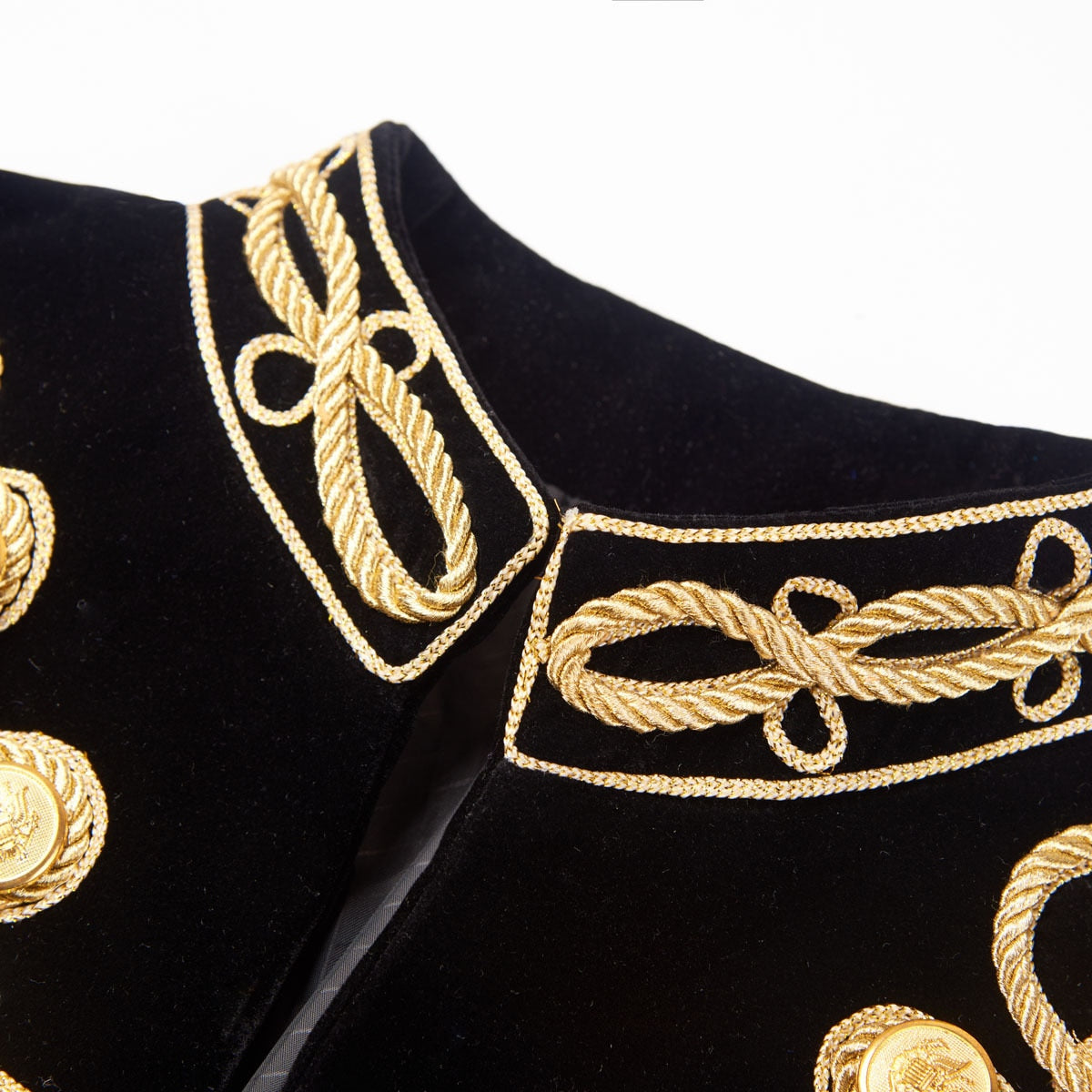 Men Velvet Jacket Military Gold Braided Jacket Hussar Velvet Jacket