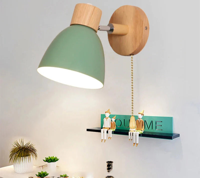 Wooden  Wall Lamp With Switch Modern Wall Sconce