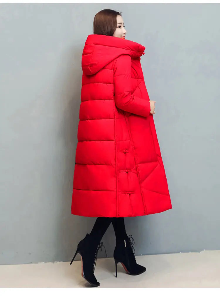Women's Fashionable Thick Cotton padded Warm Snow Outerwear Windproof Hooded Jacket