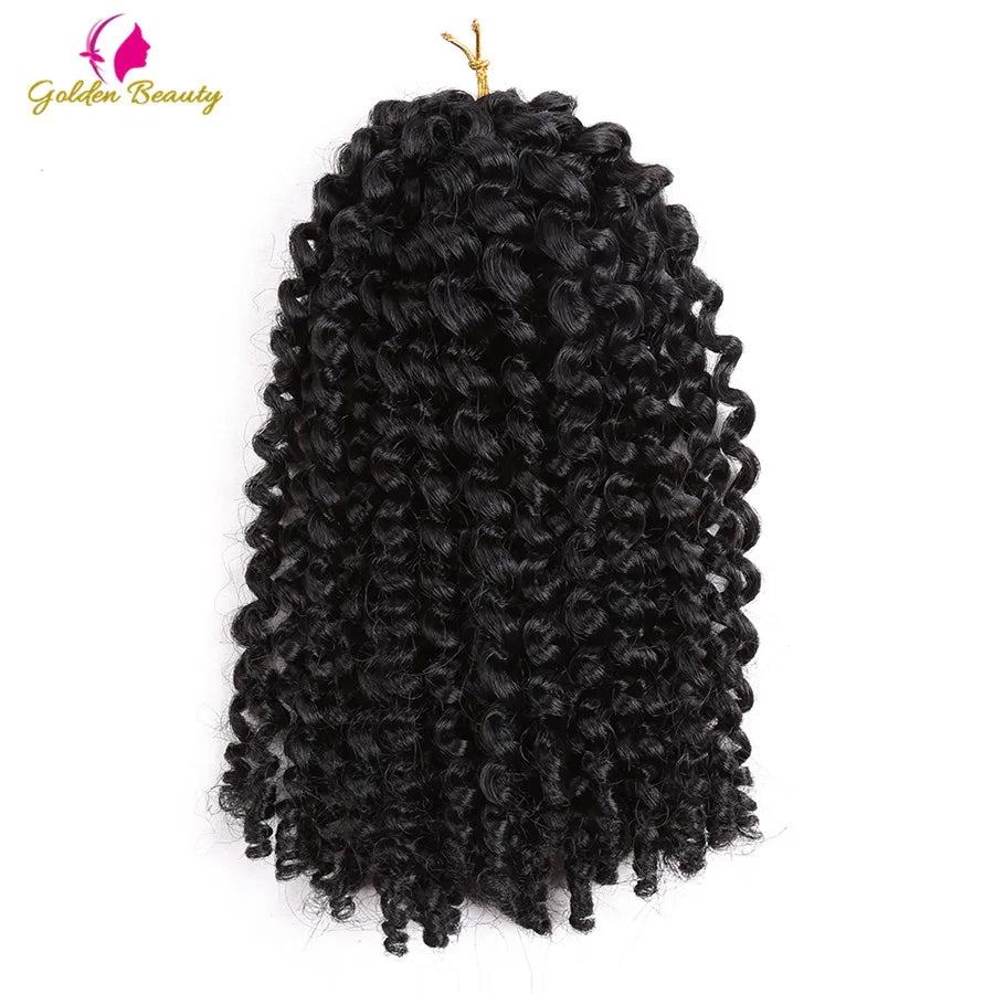 8" 12" Afro Kinky Twist Crochet Braids Synthetic Bohemian Curly Braiding Hair Extension Ombre Marley Crochet Hair Golden Beauty