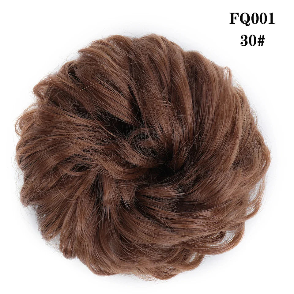 LUPU Synthetic Hair Bun Messy Scrunchies With Elastic Band Natural Fake Hair Tie Pieces Ponytail Colored Black Purple Pink Green