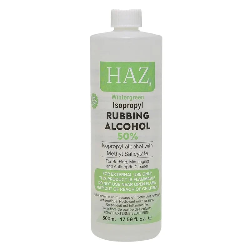 HAZ Wintergreen Isopropyl Rubbing Alcohol - Antiseptic & Revitalising for Men's Shaving & Grooming - 500ml / 16.91 fl oz