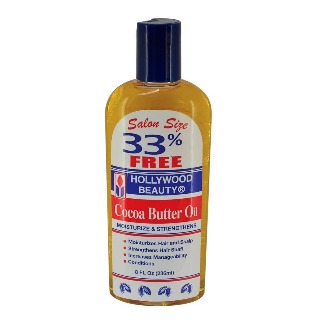 Hollywood Beauty Cocoa Butter Oil Deeply Moisturises & Strengthens for Dry, Damaged Hair 236ml/7.98 fl oz