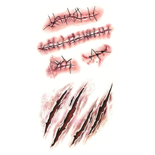 10pcs S-165 Halloween Terror Wound Realistic Scratches Injury Scar Temporary Tattoo Sticker, S-165/10pcs