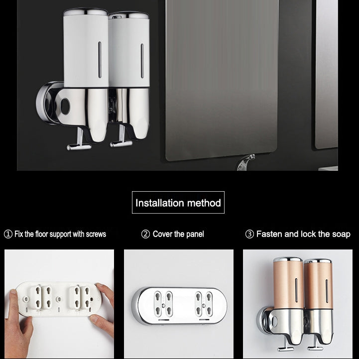 Dual Hotel Shower Manual Dispenser Wall Mounted Washing Liquid Shampoo Soap Bottle, Capacity: 1000ml, 1000ml/Transparent, 1000ml/White, 1000ml/Dark Red, 1000ml/Silver, 1000ml/Black, 1000ml/Gold