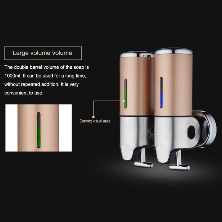 Dual Hotel Shower Manual Dispenser Wall Mounted Washing Liquid Shampoo Soap Bottle, Capacity: 1000ml, 1000ml/Transparent, 1000ml/White, 1000ml/Dark Red, 1000ml/Silver, 1000ml/Black, 1000ml/Gold