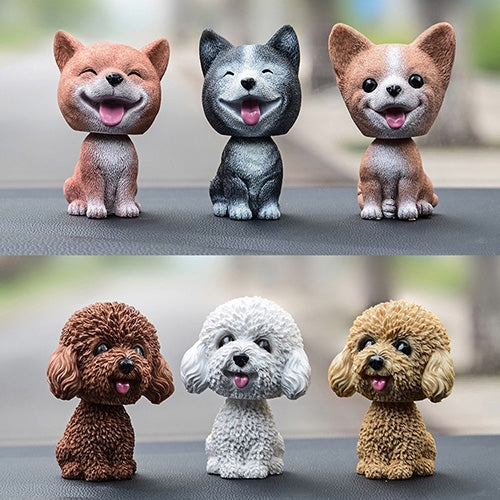 Shaking Head Dog Car Ornaments Resins Lovely Cartoon Dog New Year Gifts with Double-sided Adhesive Tape, Inu Cartoon Dog, Bulldog Cartoon Dog, Husky Dog Cartoon Dog, Corgi Dog Cartoon Dog, White Teddy Cartoon Dog, Brown Teddy Cartoon Dog               ...
