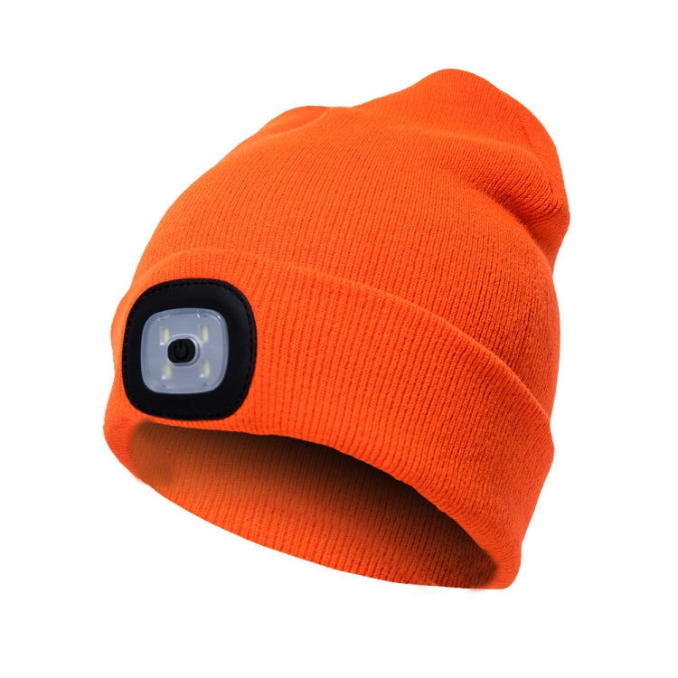 Unisex Warm Winter Polyacrylonitrile Knit Hat Adult Head Cap with 4 LED Lights, USB Type