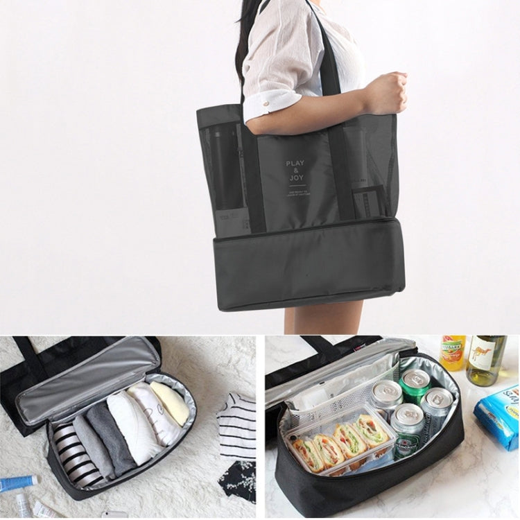 Portable Double Layer Mesh Sport Duffel Beach Picnic Shoulder Storage Bag Handbag, Double Layer Handbag(Red), Double Layer Handbag(Black), Double Layer Handbag(Green), Double Layer Handbag(Blue)