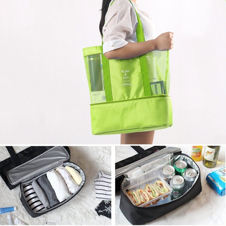 Portable Double Layer Mesh Sport Duffel Beach Picnic Shoulder Storage Bag Handbag, Double Layer Handbag(Red), Double Layer Handbag(Black), Double Layer Handbag(Green), Double Layer Handbag(Blue)