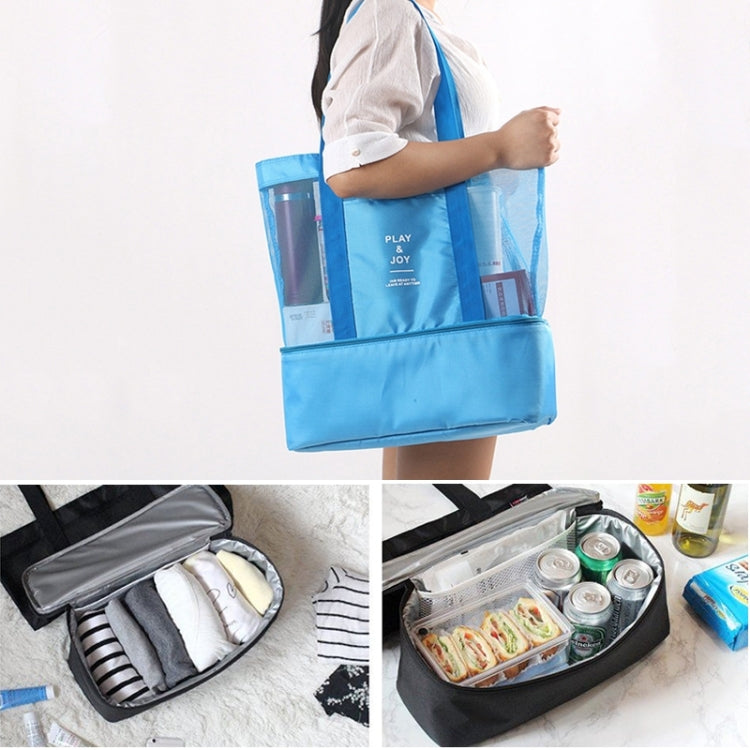 Portable Double Layer Mesh Sport Duffel Beach Picnic Shoulder Storage Bag Handbag, Double Layer Handbag(Red), Double Layer Handbag(Black), Double Layer Handbag(Green), Double Layer Handbag(Blue)