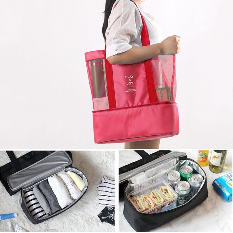 Portable Double Layer Mesh Sport Duffel Beach Picnic Shoulder Storage Bag Handbag, Double Layer Handbag(Red), Double Layer Handbag(Black), Double Layer Handbag(Green), Double Layer Handbag(Blue)