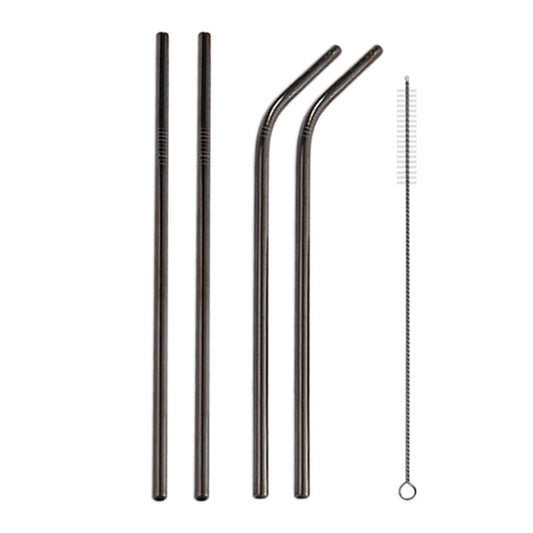 4pcs Reusable Stainless Steel Drinking Straw + Cleaner Brush Set Kit, 215*8mm, 215*8mm (Combination)