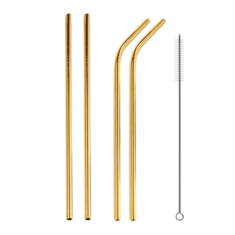 4pcs Reusable Stainless Steel Drinking Straw + Cleaner Brush Set Kit,  215*8mm, 215*8mm (Combination)