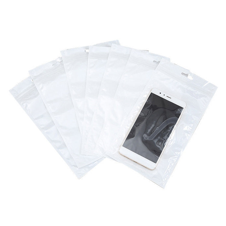 100 PCS 13cm x 24cm Hang Hole Clear Front White Pearl Jewelry Zip Lock Packaging Bag, Custom Printing and Size are welcome, 13*24cm