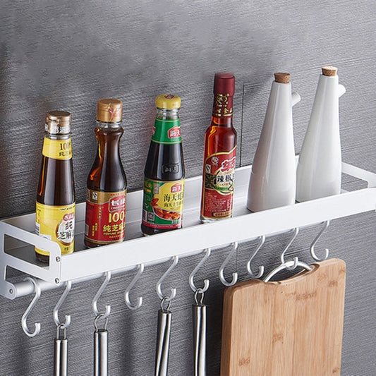 50cm 8 Hooks Kitchen Multi-function Wall Hanging Holder Seasoning Storage Rack, 50cm 8 Hooks (Silver)